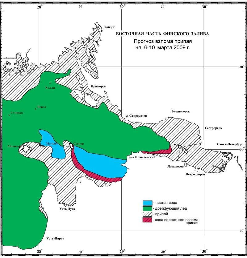 Карта ледовой обстановки финского залива