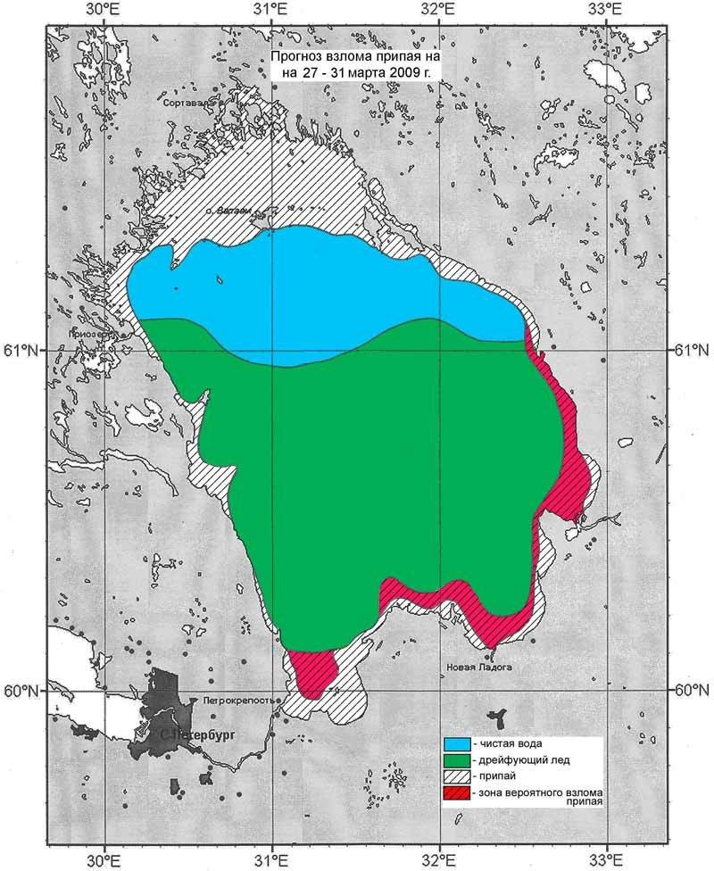 Карта ледовой обстановки финского залива на сегодня