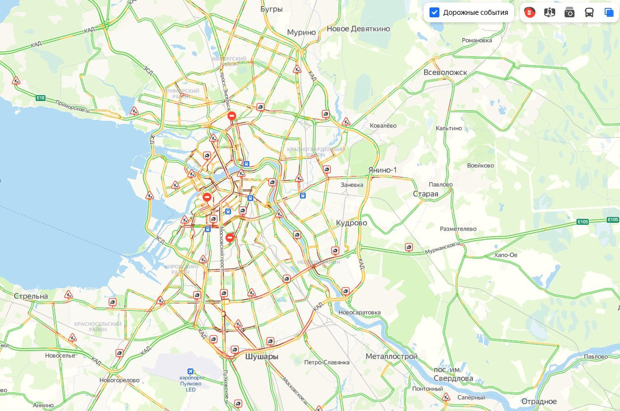 Пробки на дорогах спб в реальном времени карта онлайн бесплатно