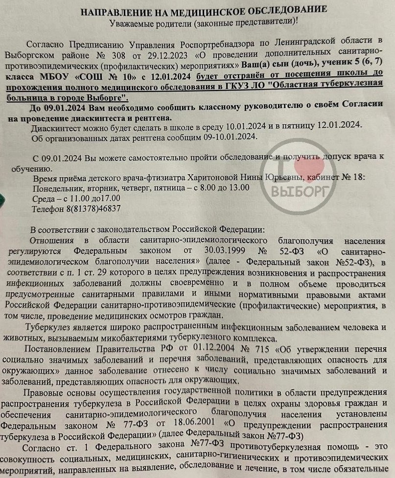 Бацилла и протест. Туберкулёз отрезал детей от школы в Выборге | 24.01.2024  | ЛенОбласть - БезФормата