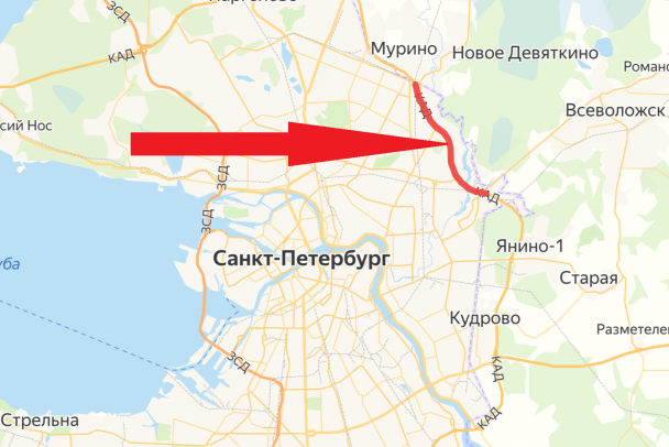На КАД между развязками с проспектом Культуры и дорогой Петербург-Матокса перекр