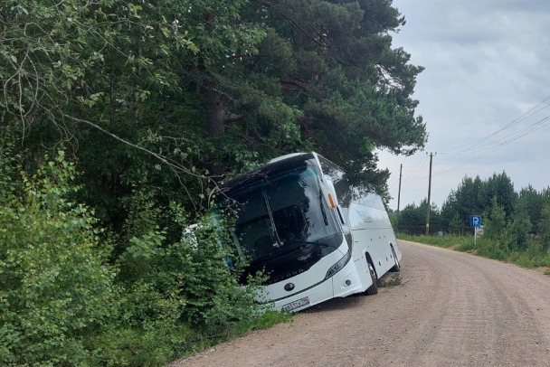 Два туристических автобуса из Петербурга опрокинулись в кювет в Карелии