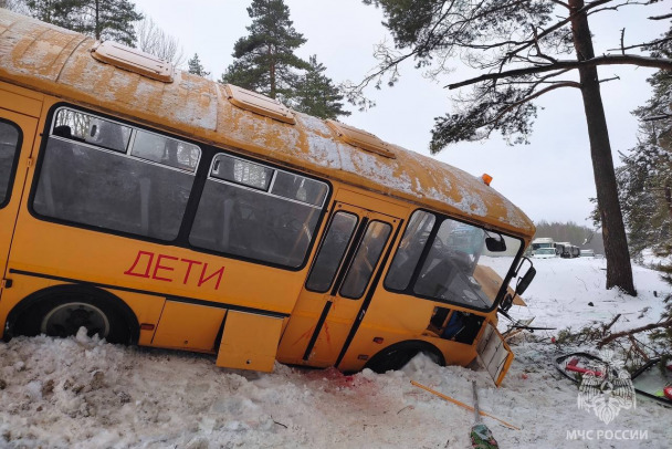 Экскурсионный автобус с детьми улетел в кювет на трассе «Псков», пострадали 17 человек