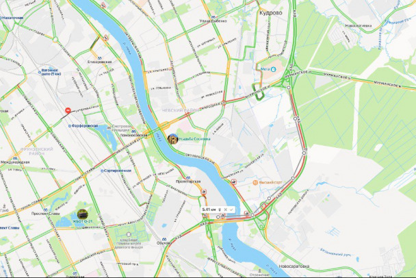 От вантового моста до Мурманки. На КАД выросла пробка длиной больше 5 км