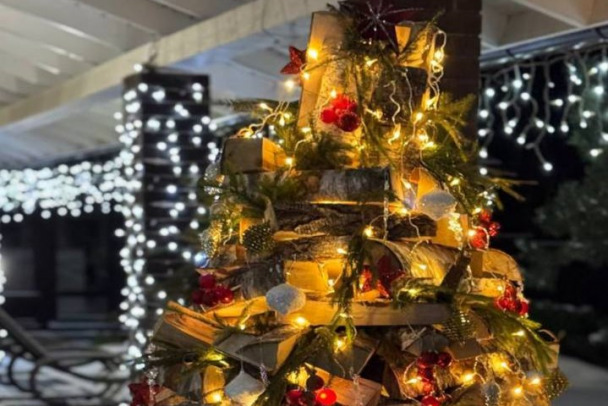 В Сосновом Бору соорудили ёлку из дров