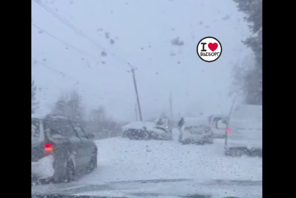 На снежной дороге под Выборгом расколотились Renault и Mazda