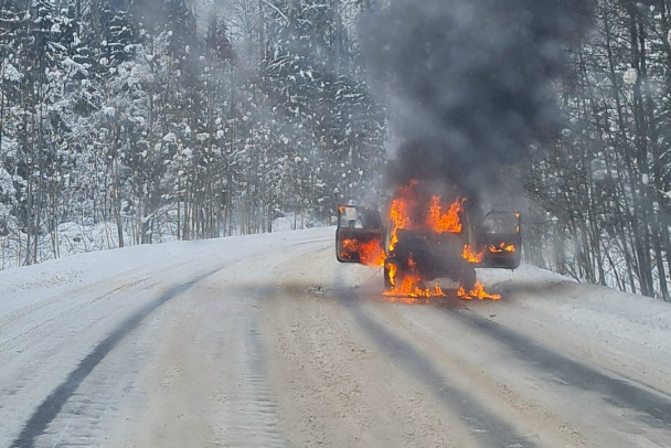 "Нива" загорелась на ходу на М-10 у Трубникова Бора