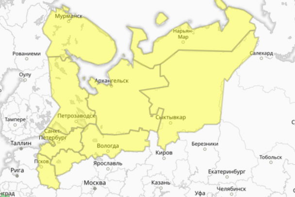 Желтый уровень погодной опасности в Ленобласти: снег, обледенение и ветер