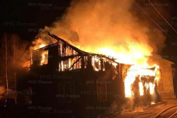 На пожаре под Тосно сгорел человек