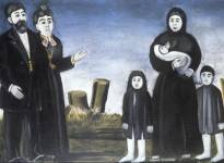 Репродукция картины Нико Пиросмани "Миллионер бездетный и бедная с детьми".